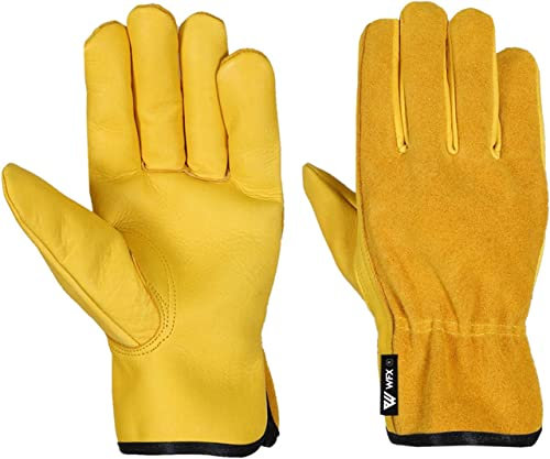 WFX Leder-Arbeitshandschuhe Arbeits- und Gartenhandschuhe dornensicher für Garten und BAU strapazierfähig Allzweck-Gripper für Herren und Damen atmungsaktive und Flexible Konstruktion XL