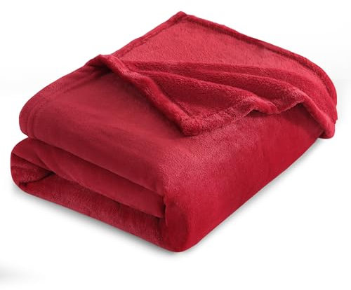 RUIKASI Plaid Coperta Pile Singolo - Coperta Calda Invernale per Divano e Letto Singola 150x200 cm Pile di Flanella Morbida Rosso, Fleece Blanket for Sofa and Couch