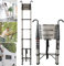 Telescopic Ladder 5M/16.4FT Multi-Purpose Folding with Detachable Hooks, Stainless Steel Ladders 12 Adjustable Steps Extension Ladder, Extendable Resistant Foldable Ladder with EN131, Max Load 150kg