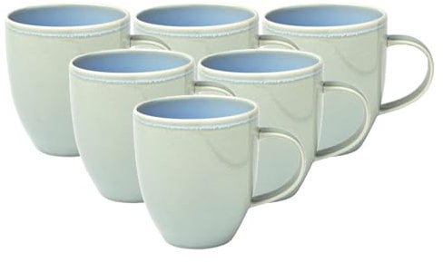 Villeroy & Boch like. by Crafted Blueberry 19-5169-9651 Lot de 6 tasses à café, avec anse et vernis réactif, en porcelaine de qualité supérieure, turquoise, 350 ml
