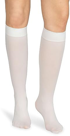 looksy Calze alte al ginocchio da donna con fascia anti-pressione 60 den taglia unica calda stivali lunghi opachi, White, Taglia unica