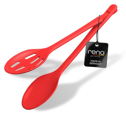 rena germany® Salat- und Vorlegebesteck – ROT | Salatbesteck aus hochwertigem Kunststoff | Hitzebeständig | Spülmaschinengeeignet | Ergonomisches Design | Made in Germany | 5 Jahre Garantie