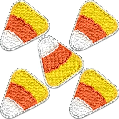 Laughing Lizards Candy Corn Patches (5er-Pack), Halloween-Aufnäher zum Aufbügeln, gruseliges Aufbügeln, Kleben oder Aufnähen auf Kleidung, Hüte, Rucksäcke, Jacken, Hosen und Accessoires (Candy Corn)