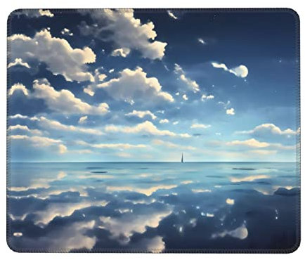 Tapis de souris de jeu de qualité supérieure avec motif nuages blancs sur la mer, tapis de souris de jeu, antidérapant avec design épais