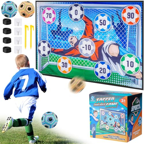 Geegear Fußball-Spielset für Kinder, Weich Flanell Fußballtore, Fußball mit Klettbällen Spielzeug Geburtstag Ostern Geschenke, Kleinkind-Geschenk für 3-, 4-, 5-, 6-, 7- und 8-jährige Jungen