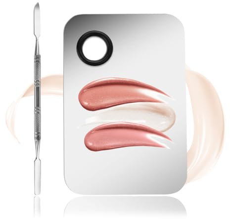 VBKITW 2pcs Make Up Mischpalette Kosmetische Palette mit Spatel Make up Palette, Edelstahl Spatel und Paletten Set, Professionelle Makeup Mixing Werkzeuge für Make-up Nail Art