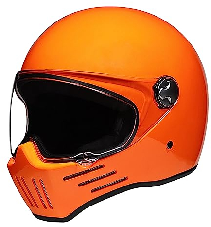 Woljay Vintage Integralhelm Motorradhelm Motorrad Helm Helme Jet Moto Cruiser Scooter Unisex Erwachsene DOT / ECE genehmigt (XXL,Orange)