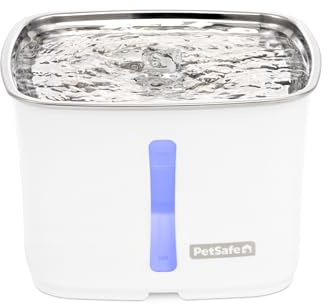 PetSafe Viva Pet Fountain - Encourages Healthy Hydration - Automatic Water Dispenser with Double Filtration - Ultra Quiet Water Fountain - Easy to Assemble - Dishwasher Safe - Stainless Steel - 64 oz