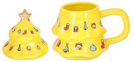 Cabilock Tazza Da Albero Di Natale Tazze a Forma Di Albero Di Natale Tazza Da Tè Regali Di Natale Tazza Di Buon Natale Tazza Da Con Coperchio Tazza D'acqua Di Natale Ceramica