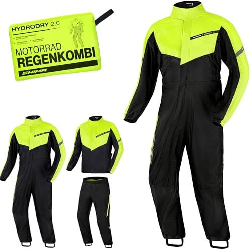 SHIMA HYDRODRY 2.0 Impermeable Traje de Moto Ropa Hombre Mujer Chubasquero Capa de Iluvia Mono Agua Visibilidad Transpirable Impermeável Invierno (Trajes Unisex, Fluo, L)