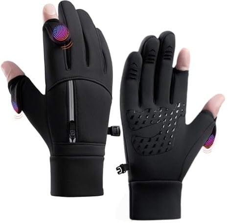 MILAIUN Fahrradhandschuhe Winter, Touchscreen Handschuhe Herren/Damen, wasserdichte Nicht -Slip Outdoor Thermohandschuhe mit Schnalle, Full Fingerhandschuh Geeignet zum Arbeiten, Laufen （L）