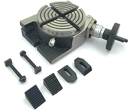Tavola rotante per fresatrici, 100 mm, 4 fessure orizzontali e verticali con kit di morsetti M6 per strumenti di ingegneria