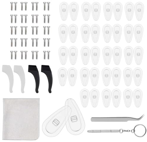 Brillen Reparatur Set, 20 Paar Brillen Nasenpads, Schraub Brillen Nasenpads, Silikon Rutschfeste Brillenpads Transparent für Brillen Sonnenbrillen Rutsch Stopper Gläser Nasenpad Brille Zubehör