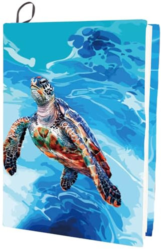 craspire Dehnbarer Buchumschlag Mit Schildkröte Meerestier Blauer Umschlag Waschbar Wiederverwendbar Große Buchhülle Aus Nylon Buchschutz Elastische Notizbuchumschläge Für 9x11 Zoll Hardcover Bücher