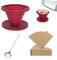 Faltbarer Kaffee Tropfer, Silikon Kaffee Tropfer Tragbarer, Kaffeefilter Camping Kaffee Tropfer mit 50 Kegel Papierfiltern und Kaffeeschaufel für Zuhause Camping Büro Café Reisen(Rot)