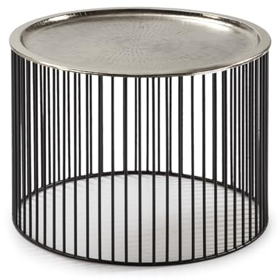 MESA AUXILIAR 56X56X42 HIERRO NEGRO/PLATA