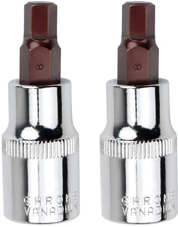 2PCS Juttzzei Hex Bit Socket, 1/2 Drive x H8 (8mm) Allen Key Socket, Premium S2 Alloy Steel 8mm Hex Bit with 1.89 Length for Torque Wrench, Ratchet Wrench, Impact Power Drills