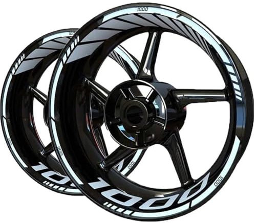 DTASMBD Motorrad Radnaben Aufkleber Motorrad-Radaufkleber, Felgenaufkleber Für Kawasaki Z1000 Z 1000 Z-1000, Reflektierende Felgenstreifenaufkleber Reflektierende(Farbe 1)