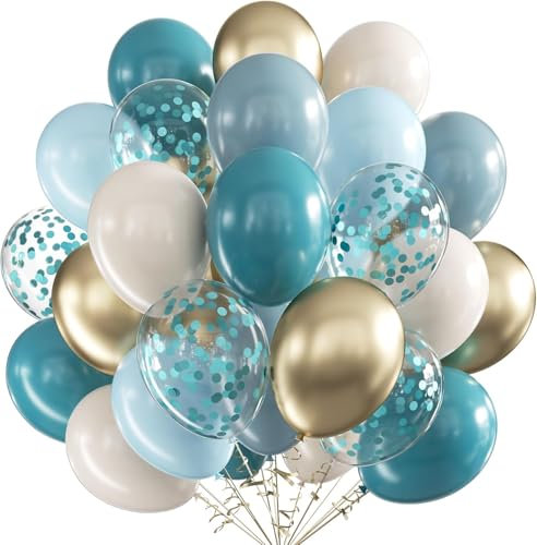 Luftballons Blau Beige,60 Stück 12 Zoll Dusty Blau Luftballons Geburtstag,Sand Weiß Ballons Geburtstag für Geburtstags Hochzeit Verlobung Neujahr Partydeko