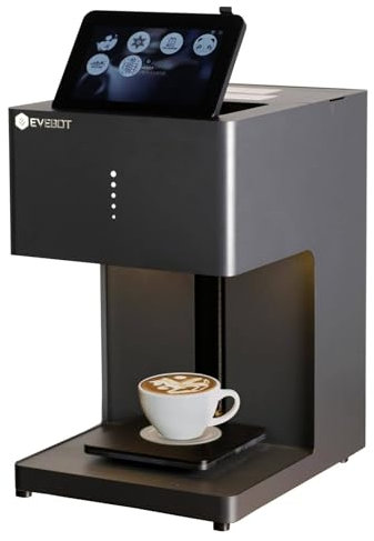 Kaffee-Latte-Maschine, 3D-Latte-Art-Drucker, WLAN-Verbindung, Touchscreen, digitaler WLAN-Foto-Selfie-Upload, DIY-Dekorationsmaker, Kuchen, Desserts, 27 cm x 34 cm x 41 cm,Black