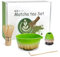 Mycketop Premium Matcha Set 4 PCS, Fouet en bambou, Cuillère, Bol en céramique avec bec verseur, Porte-chasen, Cadeau pour les amateurs de matcha, Vert dégradé