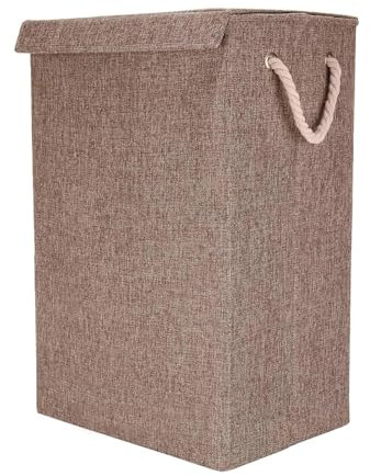 JF HOME BLISS Laundry Basket with lid Large Laundry Hampers Washing Baskets for Bedroom Bathroom Folding Laundry Baskets (Brown 72L)