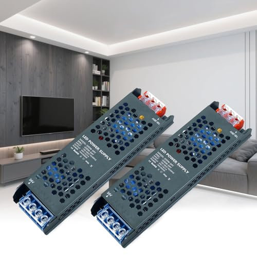 KSIBNW Transformador 220V a 24V 200W 8,3A LED Driver, Ultrafino Fuente de Alimentacion AC 220V a DC 24V 8,3A 200W Driver de Baja Tensión Controlador Voltaje Constante Adaptador para Tiras LED, 2Piezas