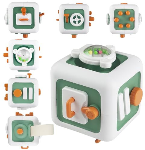 Fsaklaskdy Juguetes Montessori 1 Años, 6 en 1 Cubo de Motricidad para Bebés, Juguetes Montessori Sensoriales Bebe, Juguetes de Viaje, Cubo de Actividades Educativas Regalo Ideal para Niños y Niñas