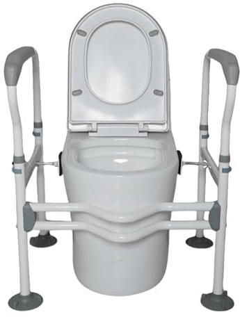 NEWFUM NEWFUN Cadre Toilette Securise Réglable, Barre d'appui WC, Largeur et Hauteur Réglables, Charge 150 kg pour Handicapés Enceintes Personnes Âgées Salle de Bain