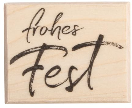 Rayher Stempel Frohes Fest, Holz, 4 x 5 cm, Textstempel, Motivstempel, Stempel Weihnachten, Holzstempel zum Gestalten von Karten, Umschlägen, Geschenken, Butterer Stempel, 29283000