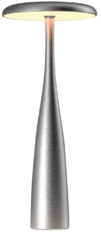 Luxus - Tischlampe Touch - Dahlia - Silber - H28 x Ø13 - Terrassenlampe - Schreibtischlampe - LED - Wiederaufladbar - Dimmbar - Kabellos - Tischlampe für innen und außen
