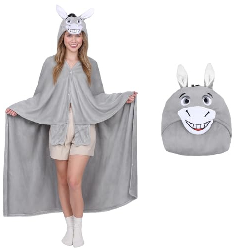 MSISILY Flauschig Kuscheldecke Mit Ärmeln, Esel Tragbare Decke Sofa Esel Decke Geschenk für Frauen