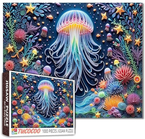 Unterwasser-Quallen-Puzzle, 1000 Teile, 50 x 70 cm, Ozean-Thema, ab 14 Jahren