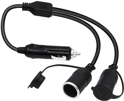 YARCHONN Cable divisor de mechero de coche, 1 macho a 2 hembras, enchufe de 2 vías, divisor de corriente continua, adaptador para CC 12 V, 24 V, coches, caravanas, barcos, 45 cm