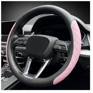 LOTEZAVA Lenkradbezug Für Frauen Männer Universal 37-39cm Glatte und atmungsaktive Car Wheel Cover, Auto Lenkradabdeckung Kunstleder (pink)