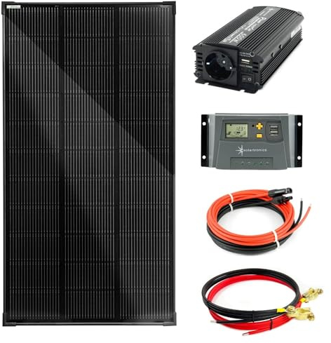 SOLARTRONICS Komplettset 1x120 Watt Solarmodul 1070x580x35, NM 600 Watt Wandler 10A Laderegler Photovoltaik Inselanlage