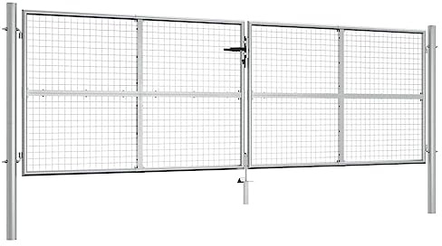 Gartenpforte Zauntür Hoftür, Gartentor Verzinkter Stahl 415 x 125 cm Silber für Garten, Innenhof, Terrasse