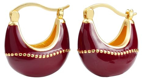Elegante Damen Ohrringe Wellenform Schwarz – 18K vergoldete Ohrstecker aus Kupferlegierung mit glänzender Emaille-Oberfläche, stilvolle PVC-Details