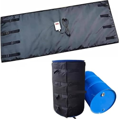 WEIZIIA IBC-Container-Frostschutz, 55-Gallonen-/275-Gallonen-IBC-Fassheizung mit Temperaturregler (0–150 °C) und wasserdichter Heizdecke Black-55Gallon/200L