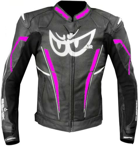 Berik Fufur Damen Motorrad Lederjacke, weiß/rosa, 46