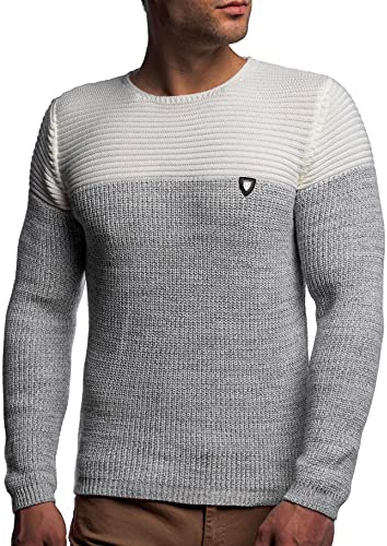 Karl´s People Herren Strick-Pullover Rundhals mit Logopatch | Männer Winter-Pullover |stylischer Herren Strick-Pulli | Warmer Männer Pulli Grobstrick| Herren Basic Longsleeve Sweatshirt Sweater K-114