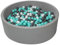 Velinda Piscine a balles pour Enfant, diametre env.125 cm, Aire de Jeu + 900 balles (Couleurs des balles: Blanc, Gris, Turquoise)