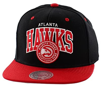 Mitchell & Ness Atlanta Hawks Adjustable Flat Brim Black Red Unisex Cap MN NBA EU1129 ATLHAW BLKRED