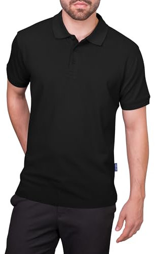 HRM Premium Polo Shirt, Schwarz, 4XL - 100% Baumwolle, Basic Polohemd, Hochwertige & Nachhaltige Herren-Bekleidung, Workwear