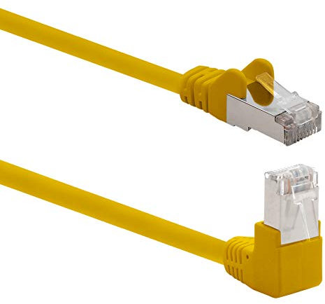 1aTTack.de 366224 Câble réseau Cat.6 angle 90 degrés 5m - jaune - 1 pièce - Câble patch Cat6 (SFTP PIMF) 1000Mbit/s Prise Rj 45-1 x 5m mètre jaune
