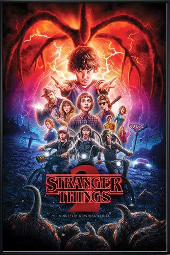 Stranger Things Poster Season 2 Collage (93x62 cm) gerahmt in: Rahmen schwarz
