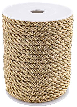 PH PandaHall 18Yards 5mm Twisted Cord Rope Nylon Twisted Cord Trim Thread String for Curtain Tieback Gift Bags Rope Handles Handbags Handles and DIY Craft Making, Dark Goldenrod