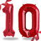 Folienballon Zahl in Rot- Riesenzahl Ballons - Folienballons für Luft oder Helium als Geburtstag, Hochzeit, Jubiläum oder Abschluss Geschenk, Party Dekoration (Rot [ 10 ])