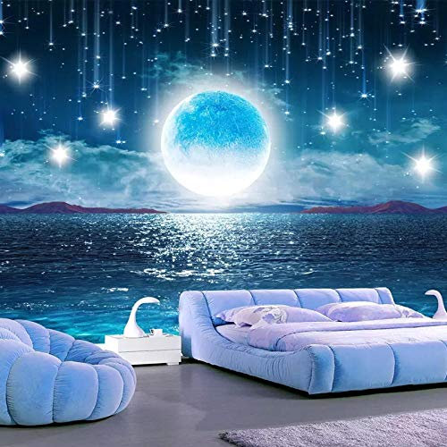Tapete 3D Fototapete Sternenhimmel 3d nahtlose Hintergrund Tapete Decke Decke Thema Wandbild ktv Hotel Nachtlicht Galaxie Tapete-350cm×256cm