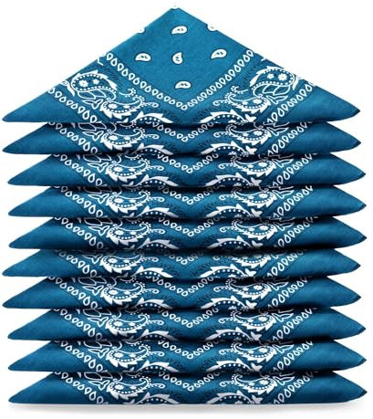 Karl Loven Bandanas 5er Pack 100% Baumwolle Paisley Halstuch Kopf Hals Schal (5er Pack, Blau Ente)